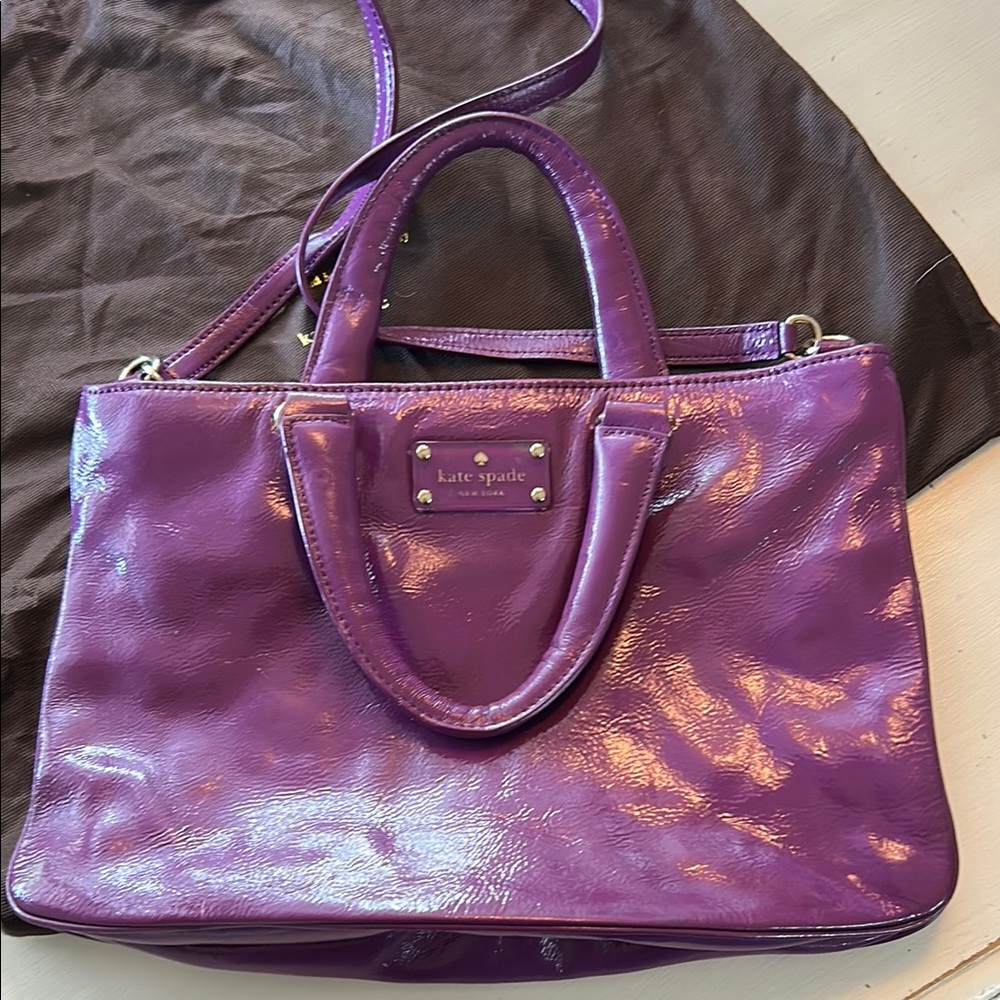 kate spade Purple Patent Leather Top-Handle Satchel with Crossbody Strap